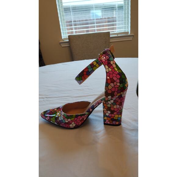 Fashion Summer  Pointed pumps Geometric Pattern Ankle Strap shoes size 39 - Picture 8 of 9